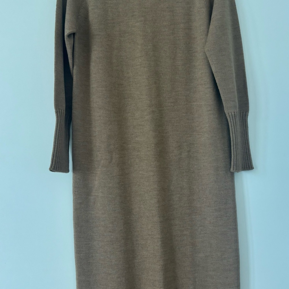 MaxMara Brown Long Sleeve Crew Neck Sweater Dress